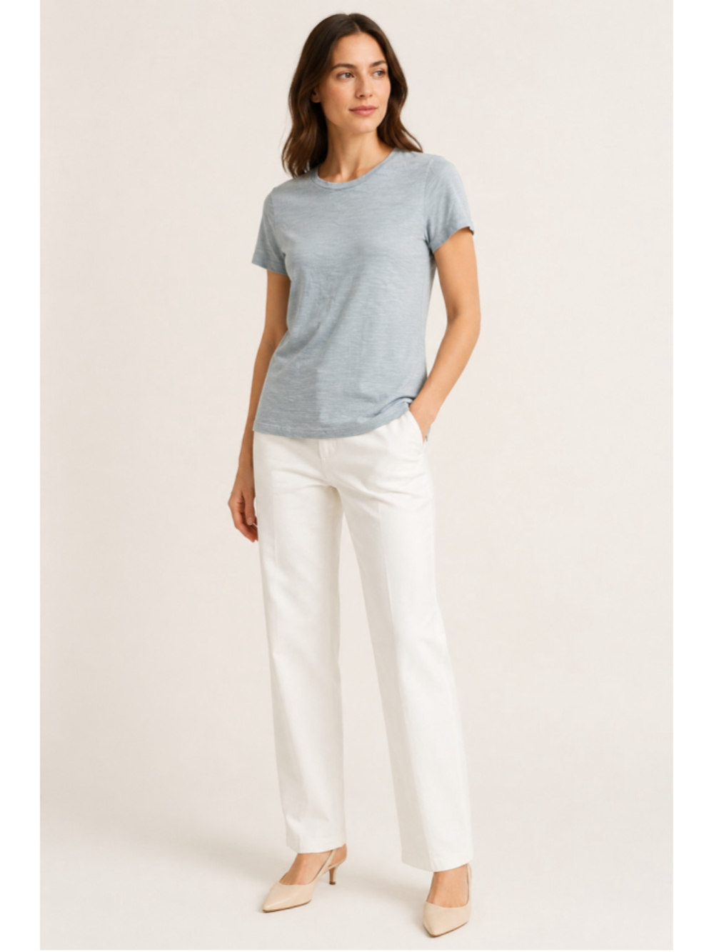Theory Women’s Slub-Knit Crewneck T-Shirt Light Blue Size S